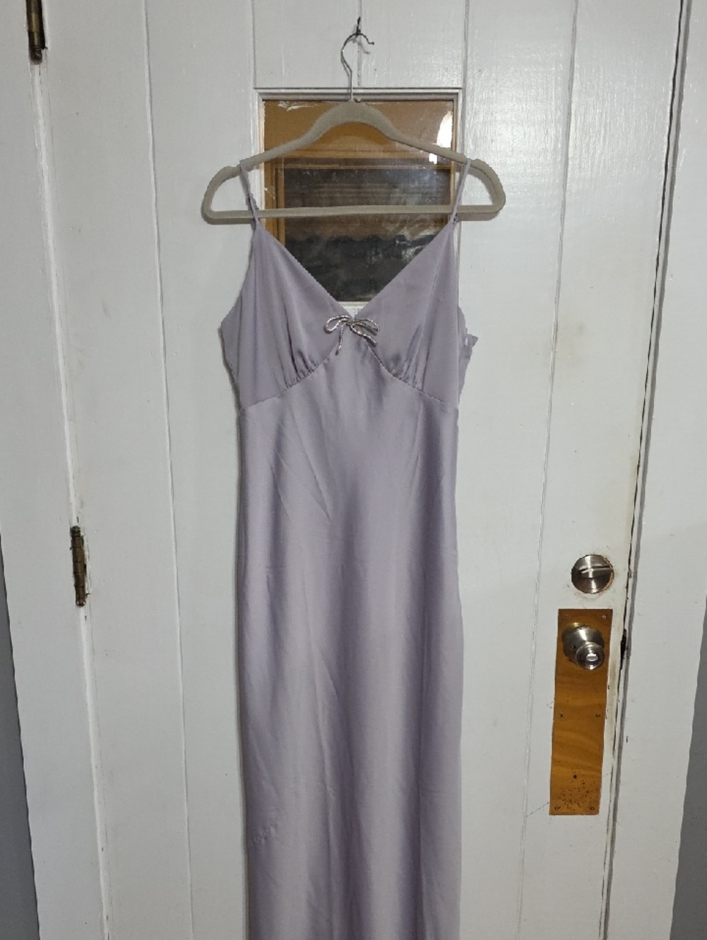 NWT WAYF Where Are You From?Womens Formal Dress Silver Beaded Bow Bridesmaid M